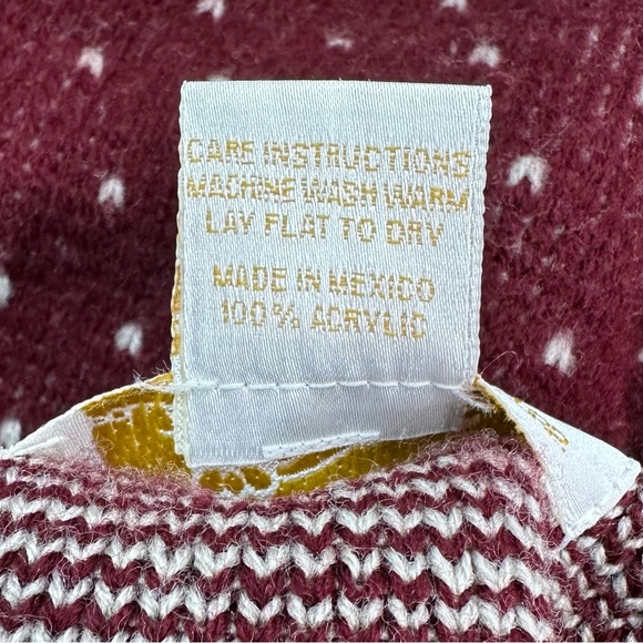 TALLY HO Vintage Burgundy & Olive Fair Isle Button Front Cardigan - Picture 9 of 9